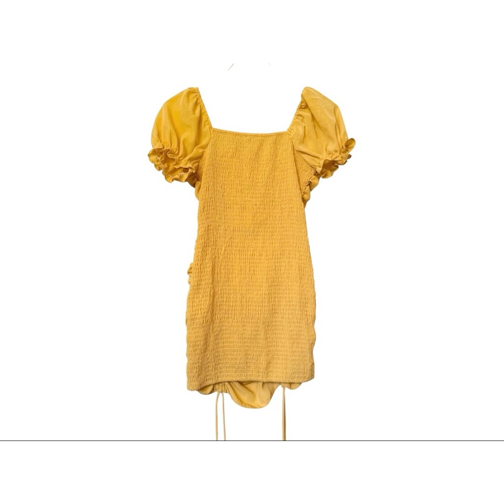 Love Tree Yellow Ruched Drawstring Bodycon Mini Dress Size S - Picture 5 of 8
